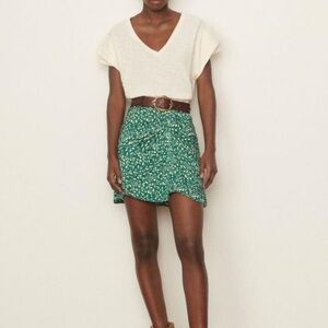 ba&sh Eva green and white satin Asymmetrical Green Skirt